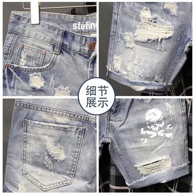 メンズの穴のある伸縮性のあるサマージーンズ,フィットしたファ - Men'S Fashion Linen Pants のレビューと価格